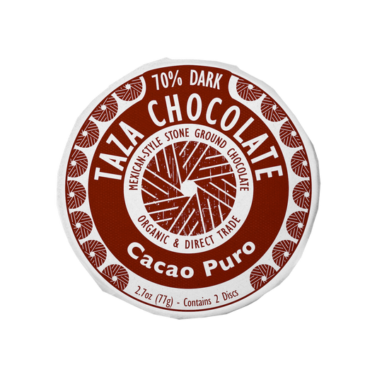 70% dark Cacao Puro Mexican style chocolate disc