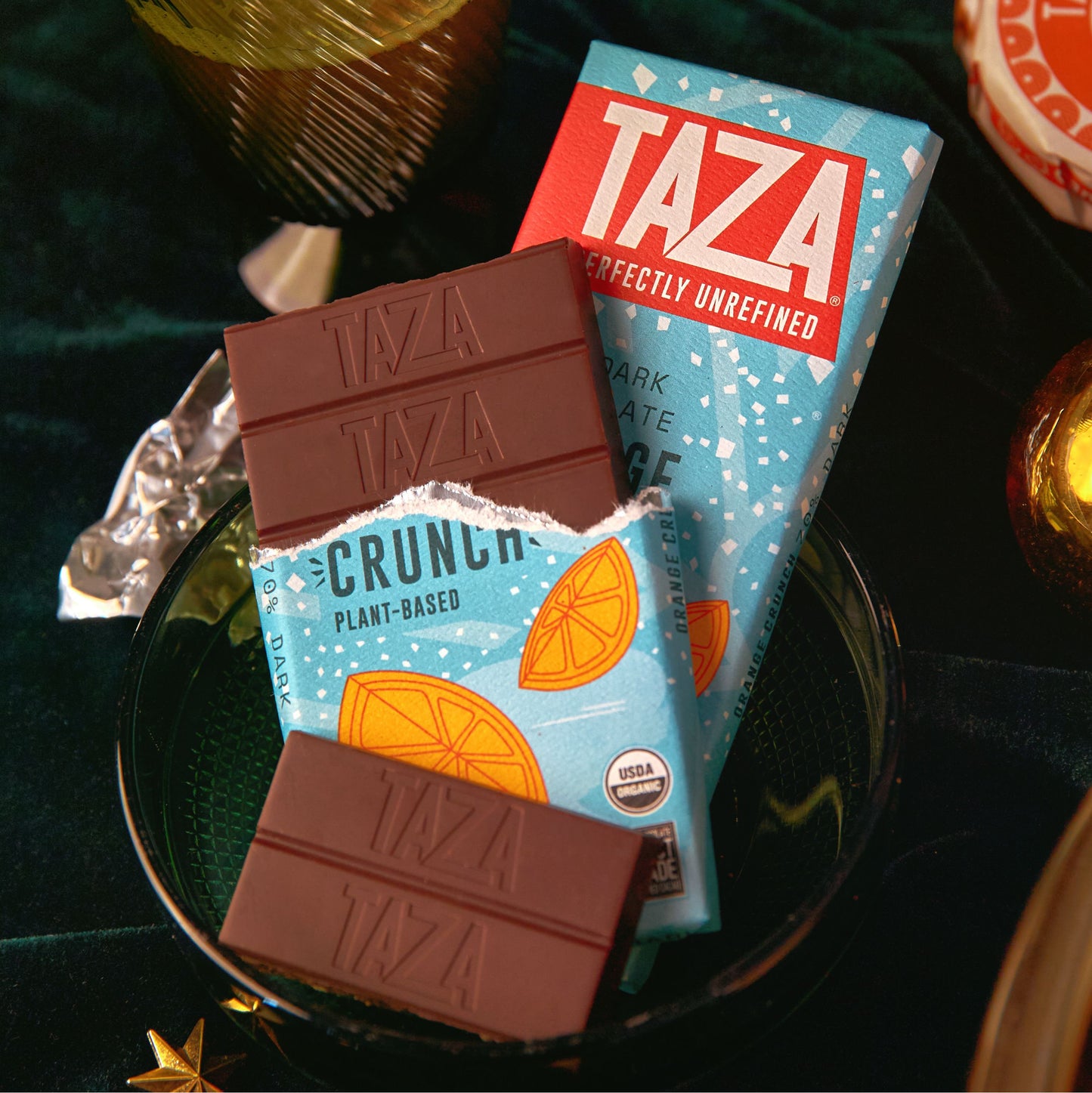 Wrapped and unwrapped Orange Crunch Bar