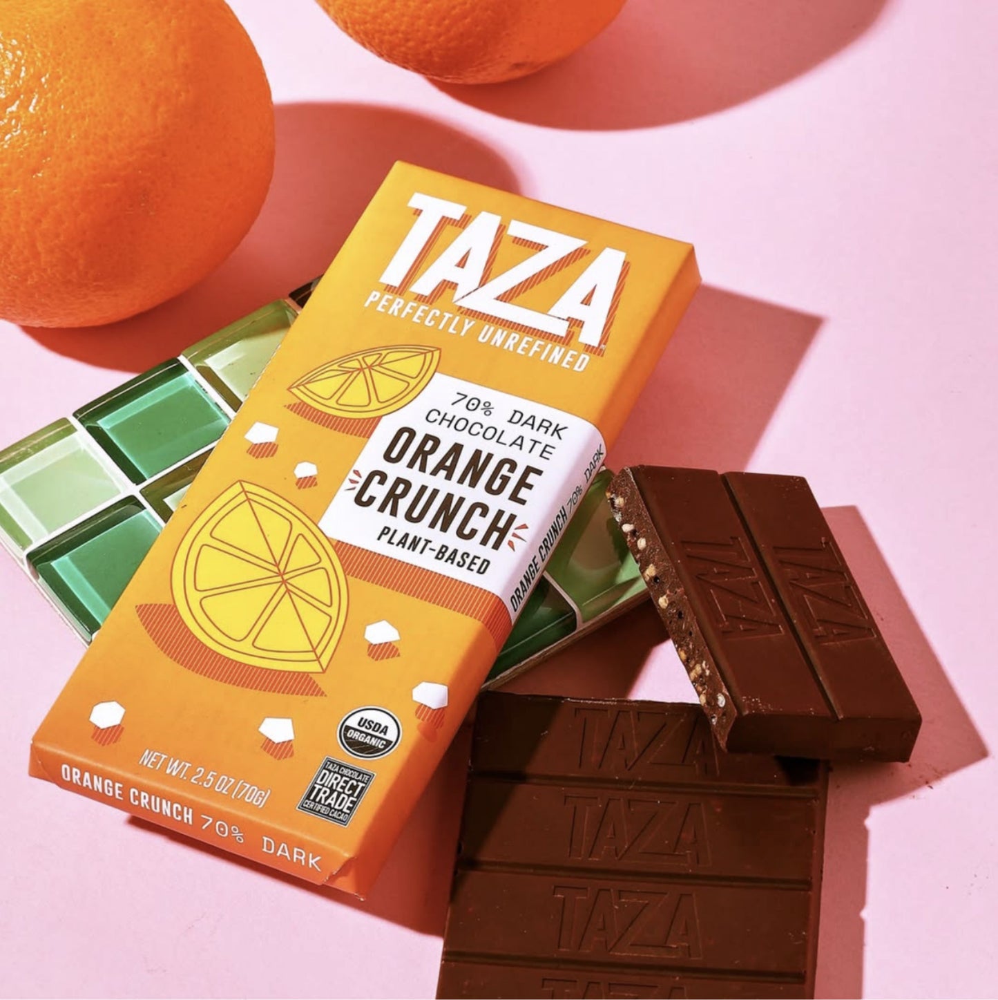 Orange Crunch Bar wrapped and unwrapped.