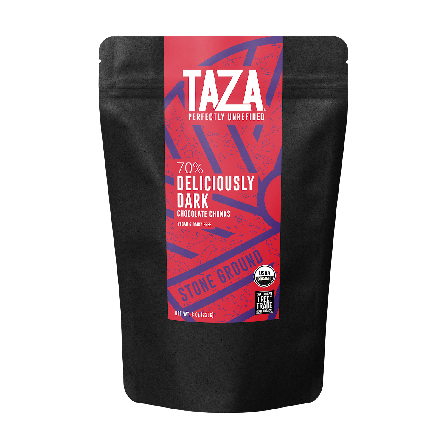 Taza 70% Deliciously Dark chocolate chunks, 8 oz bag