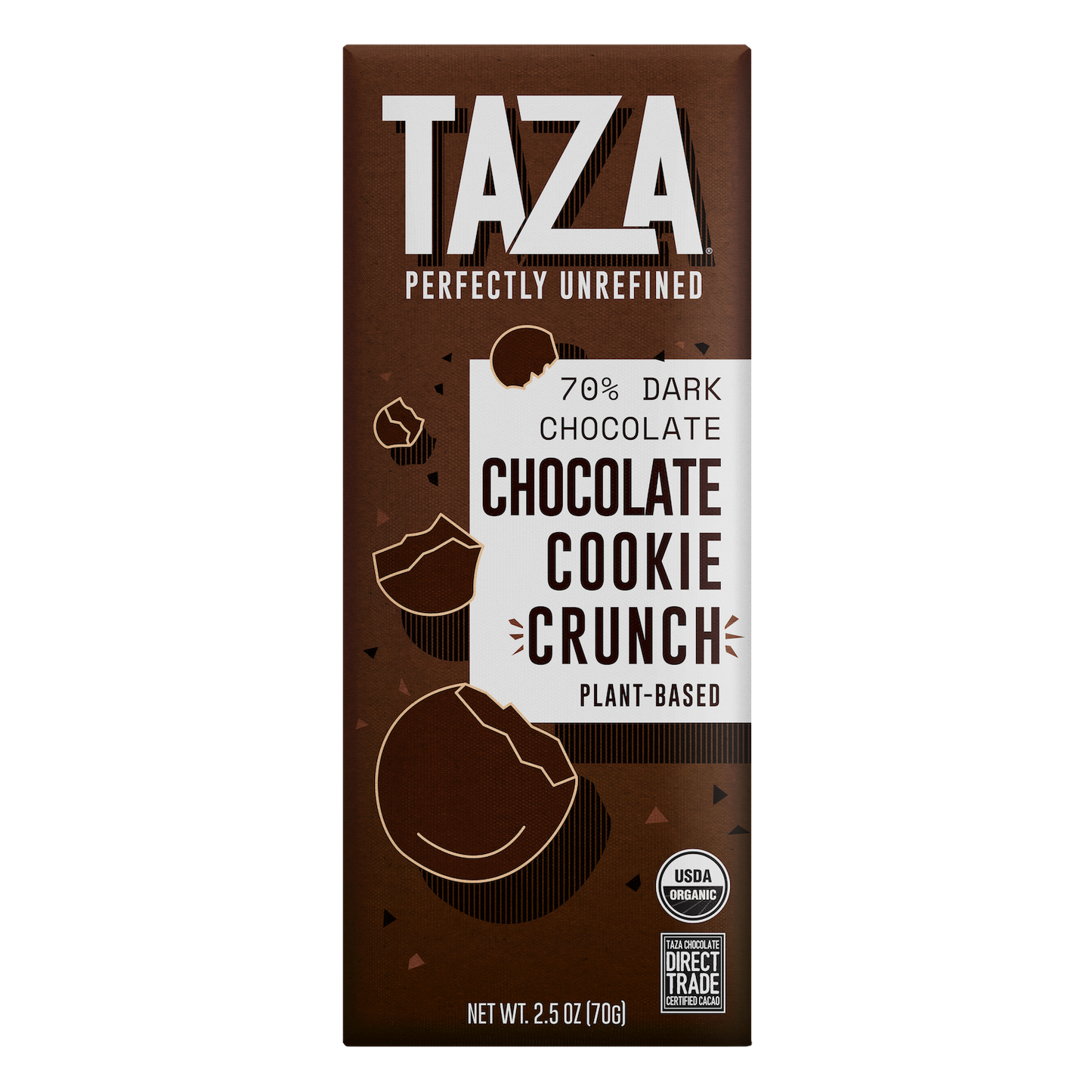 Taza Chocolate 70% dark Chocolate Cookie Crunch Bar