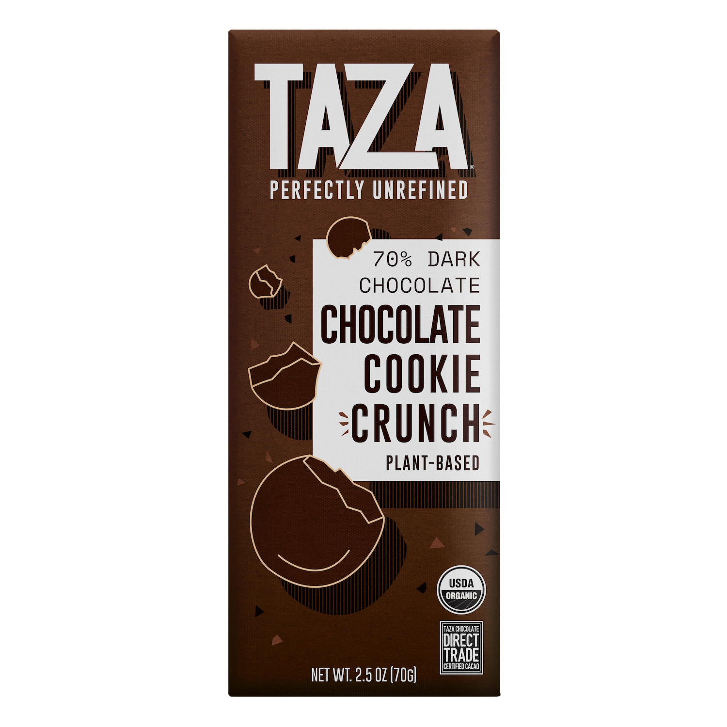 Taza Chocolate 70% dark Chocolate Cookie Crunch Bar