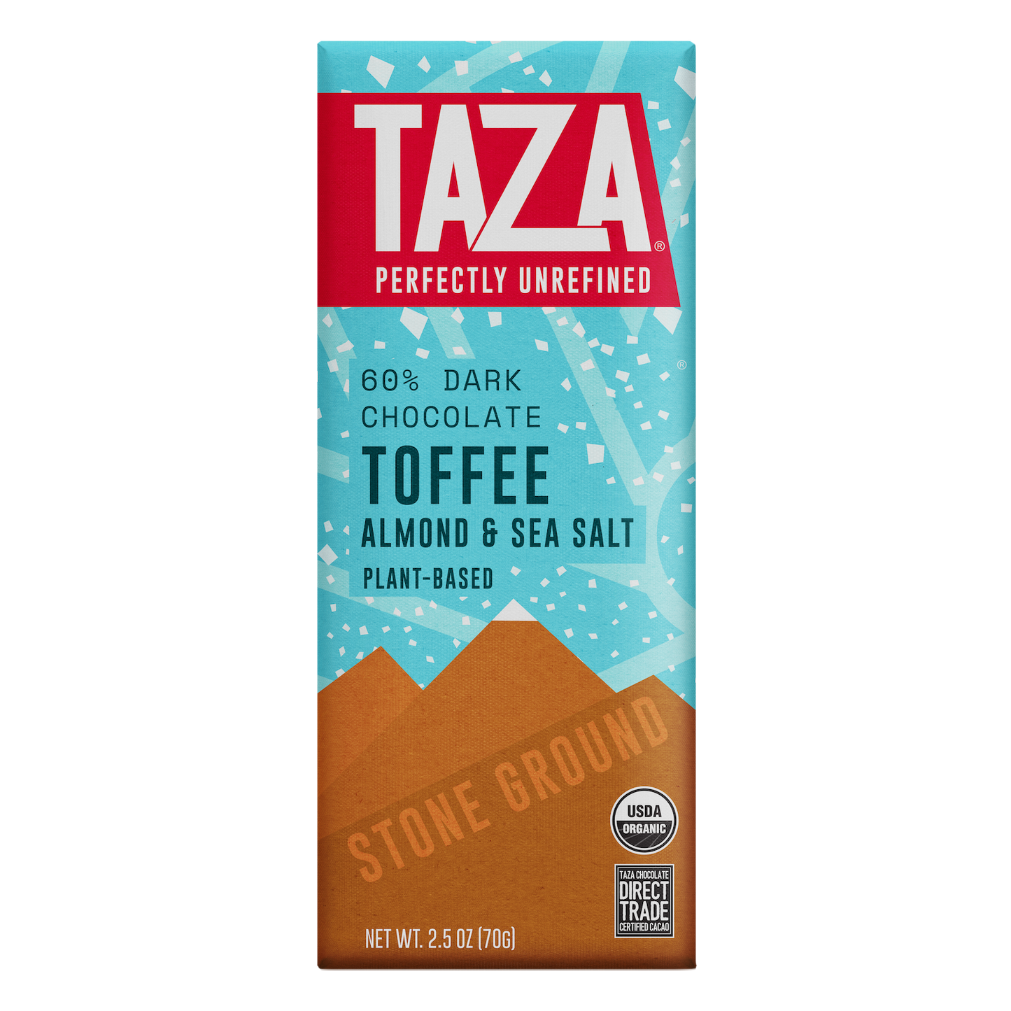 Taza Holiday Toffee Almond & Sea Salt dark chocolate bar
