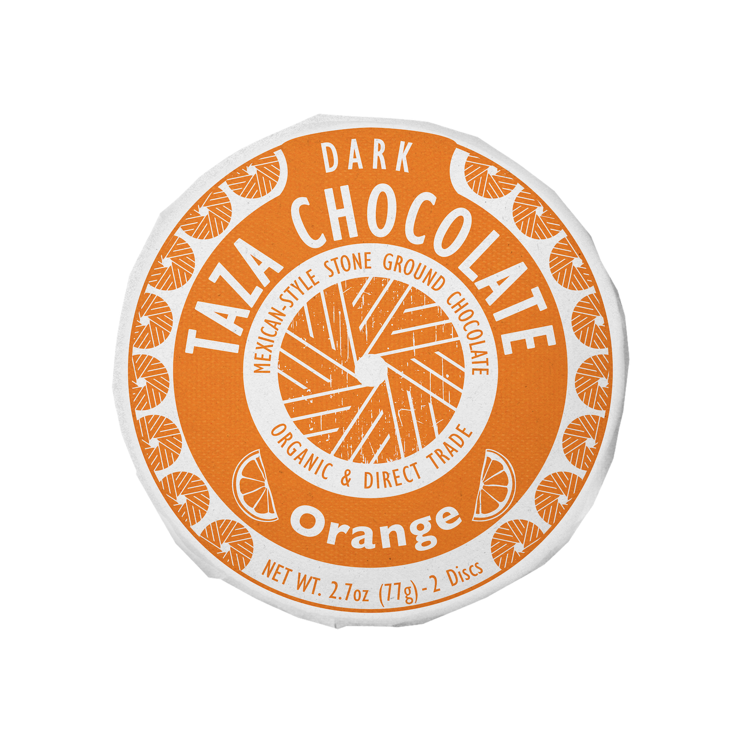 Taza Chocolate stone ground Orange Chocolate Disc, Mexican-style dark chocolate