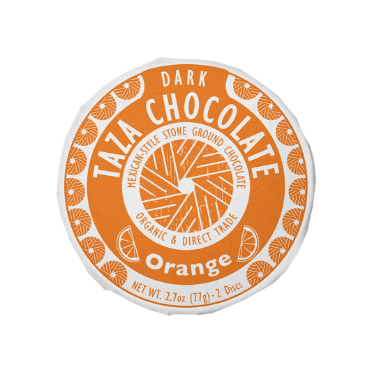 Taza Chocolate stone ground Orange Chocolate Disc, Mexican-style dark chocolate