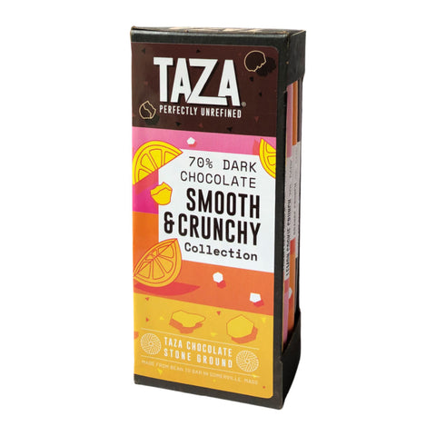 Taza Chocolate Smooth & Crunchy 70% dark chocolate 4-bar bundle gift