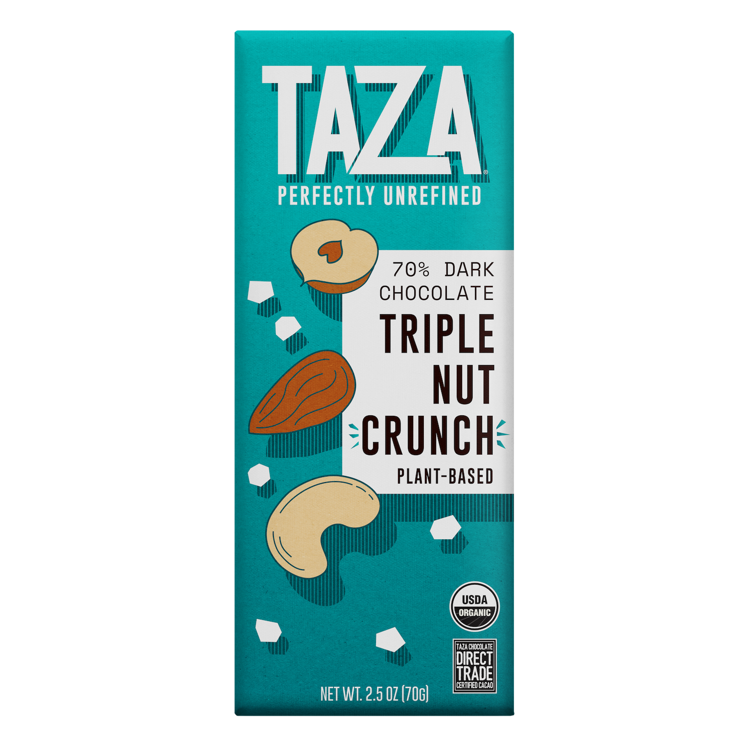 Taza Chocolate 70% dark Triple Nut Crunch Bar