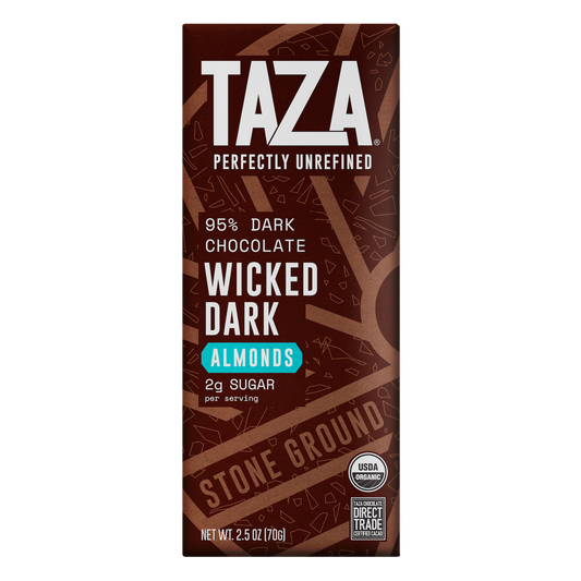 Taza 95% cacao Wicked Dark with Almonds chocolate bar