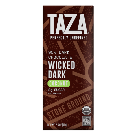 Taza 95% cacao Wicked Dark with Coconut chocolate bar