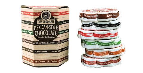 Taza Classic Collection with 6 Disc flavors: Cacao Puro, Vanilla, Cinnamon, Guajillo, Coffee, Salted Almond