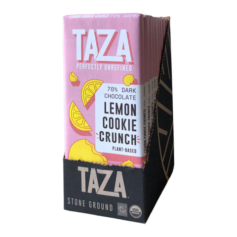 Taza Chocolate 70% dark Lemon Cookie Crunch Bar case of 10