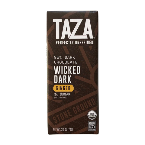 Taza 95% cacao Wicked Dark with Ginger chocolate bar