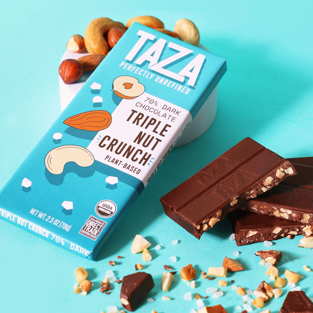 Taza Chocolate 70% dark Triple Nut Crunch Bar