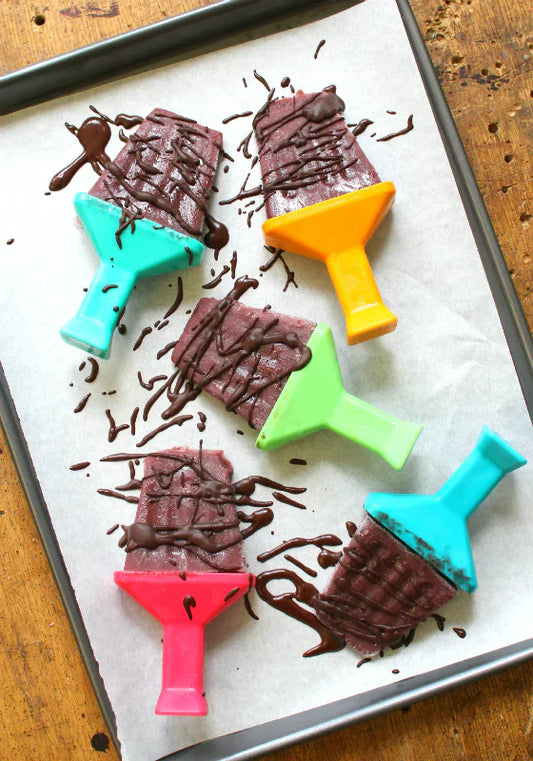 Chocolate Drizzled Cherry Popsicles