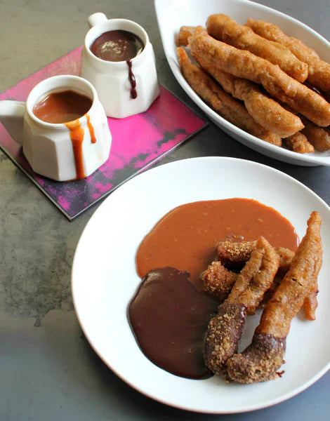 Churros With Chocolate & Caramel Dipping Sauces