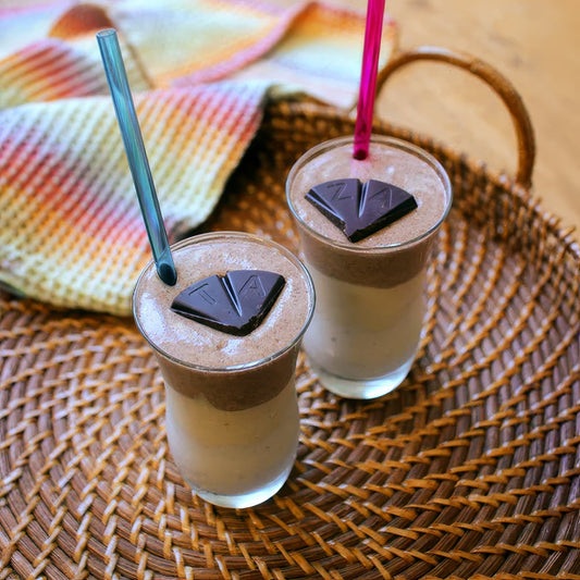 Triple Layer Chocolate, Peanut Butter and Banana Smoothie