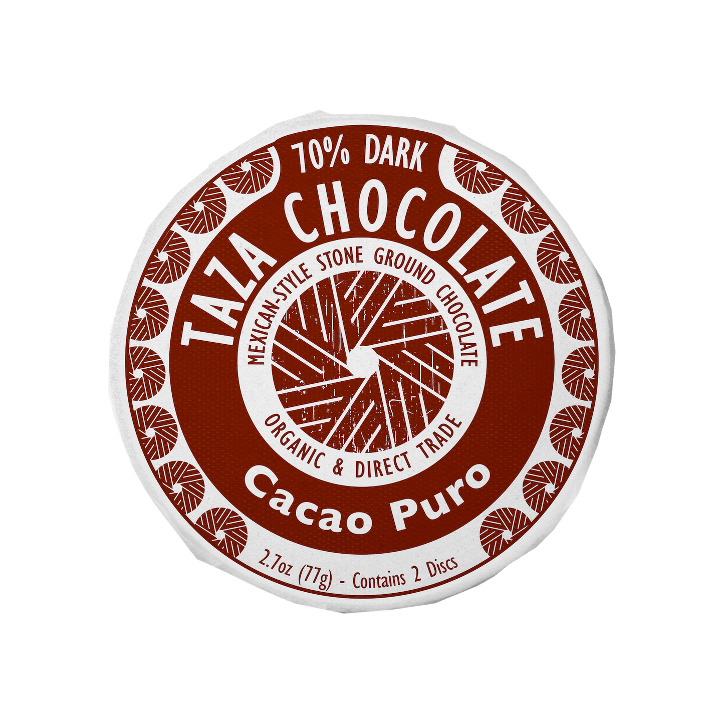 70% dark Cacao Puro Mexican style chocolate disc