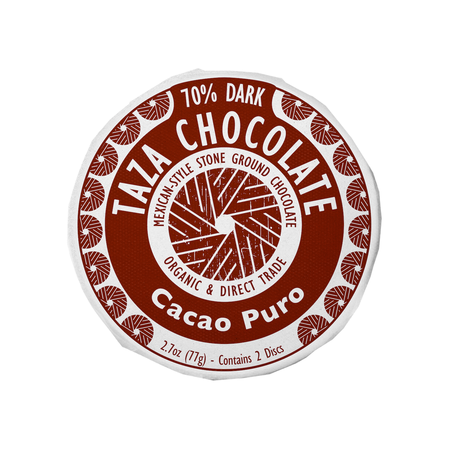 70% dark Cacao Puro Mexican style chocolate disc