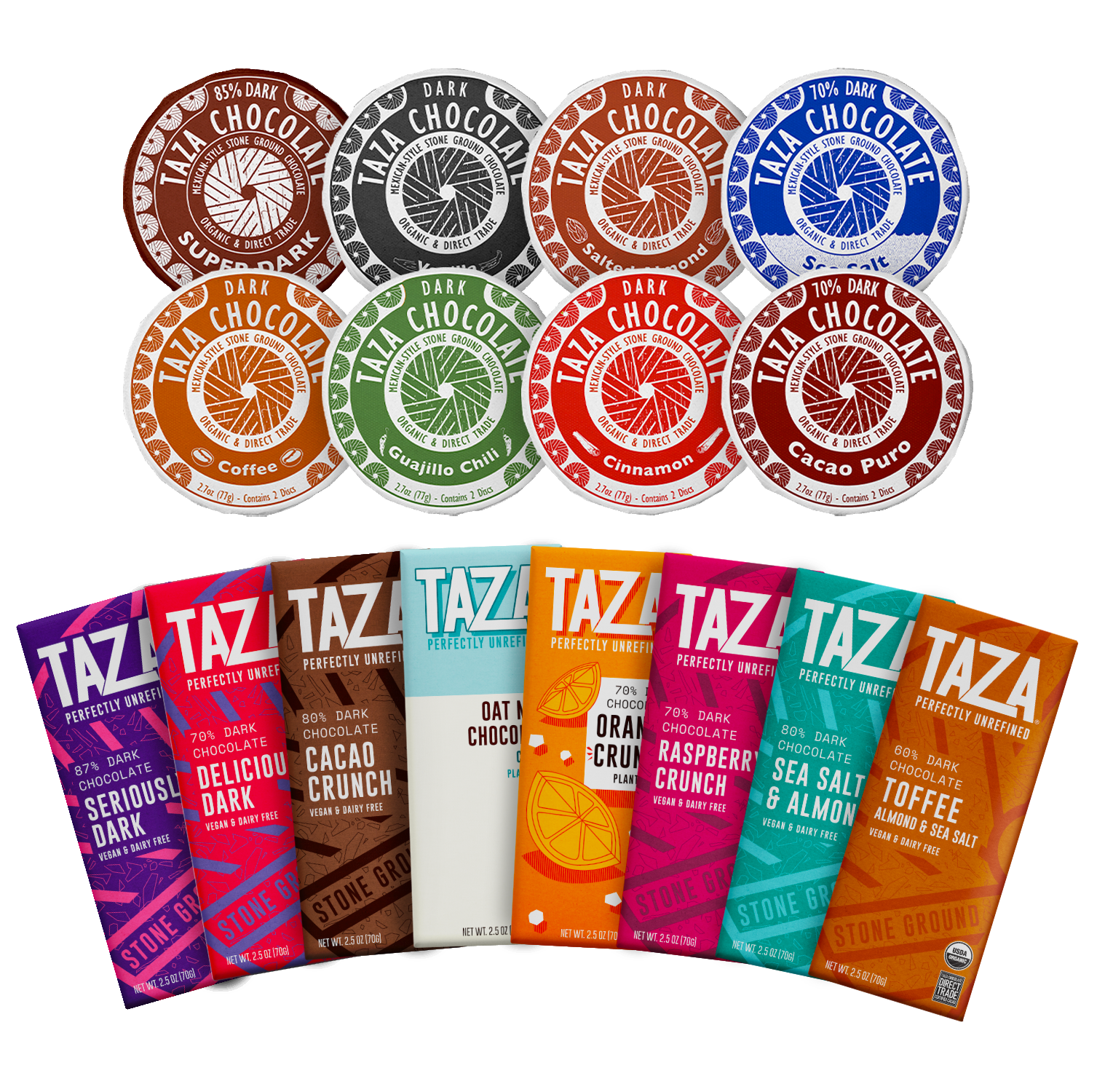 Taza Perfectly Refined Gift Box - photo of individual chocolate items inside