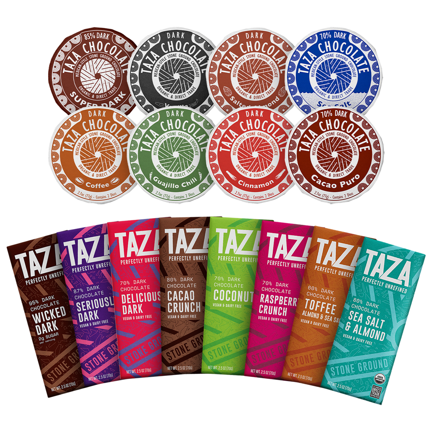 Taza Perfectly Refined Gift Box - photo of individual chocolate items inside