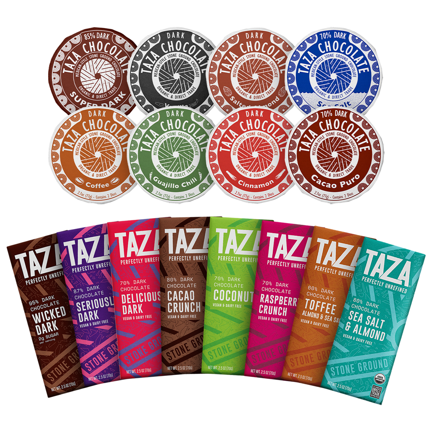 Taza Perfectly Refined Gift Box - photo of individual chocolate items inside