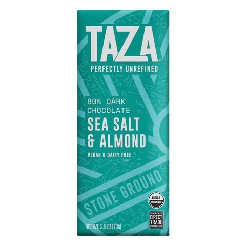 Taza 80% cacao Sea Salt & Almond chocolate bar