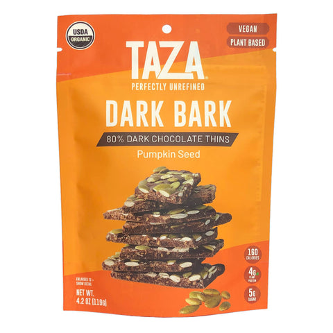 Taza Pumpkin Seed Dark Bark - 80% dark snacking chocolate