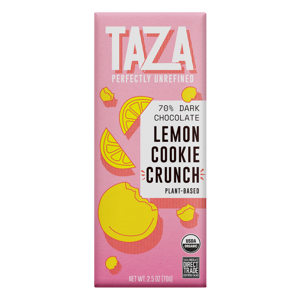 Taza Chocolate 70% Dark Lemon Cookie Crunch Bar
