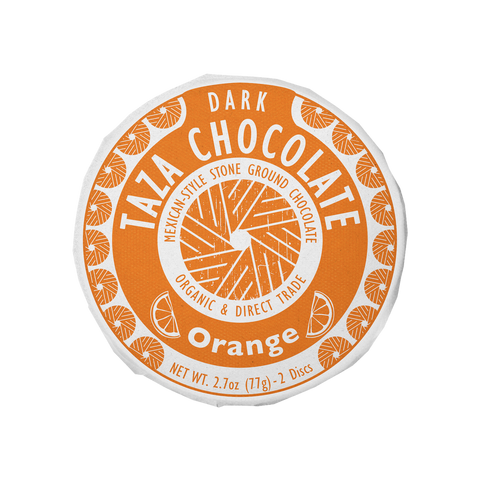 Taza Chocolate stone ground Orange Chocolate Disc, Mexican-style dark chocolate