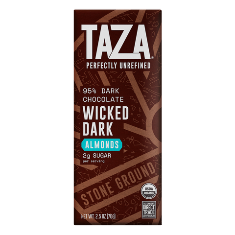 Taza 95% cacao Wicked Dark with Almonds chocolate bar