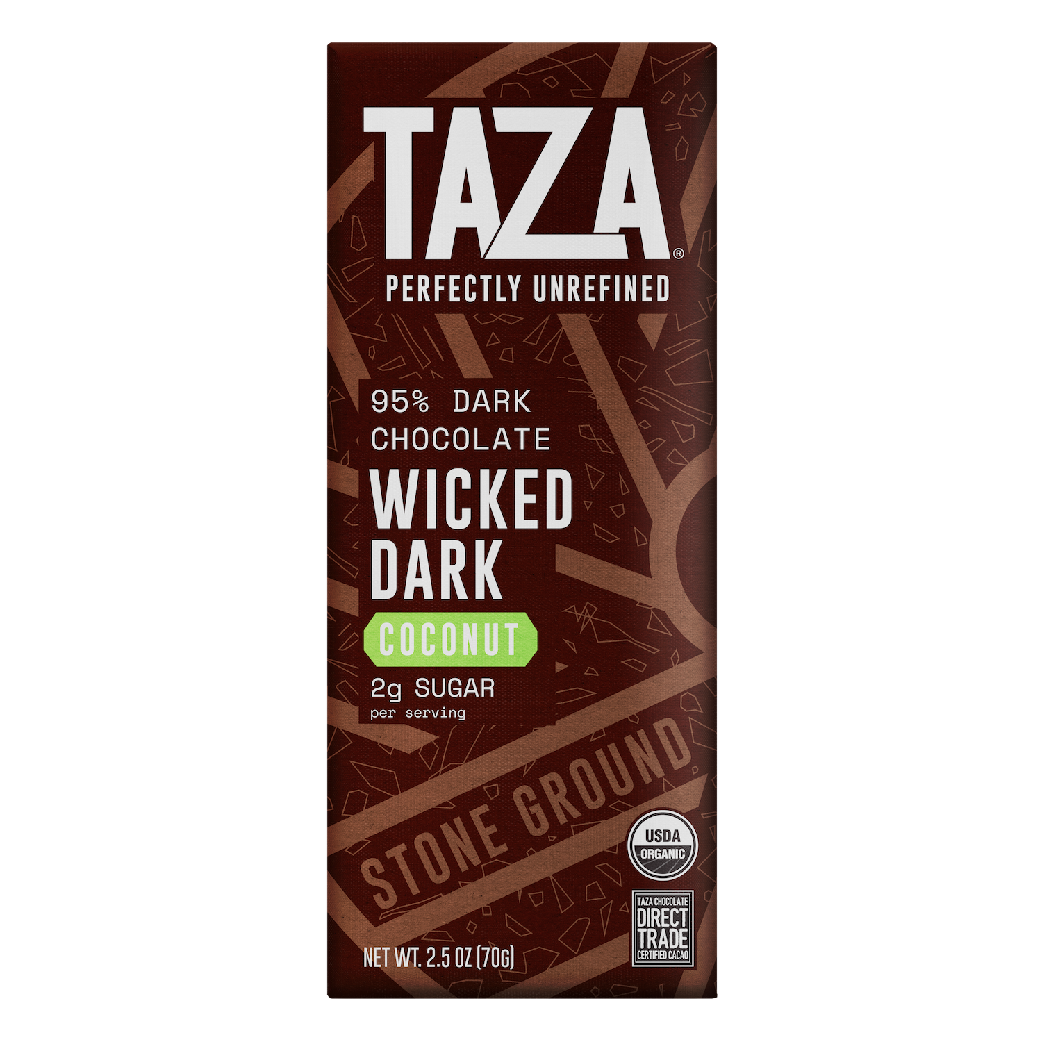 Taza 95% cacao Wicked Dark with Coconut chocolate bar