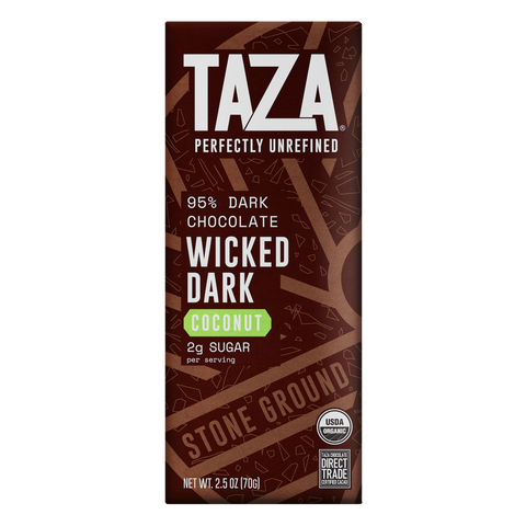 Taza 95% cacao Wicked Dark with Coconut chocolate bar