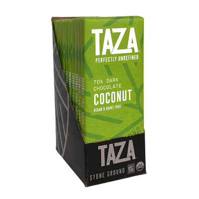 Taza 70% cacao Coconut chocolate bar - case of 10