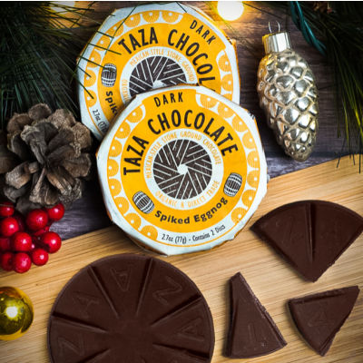 Taza Spiked Eggnog Discs, wrapped and unwrapped