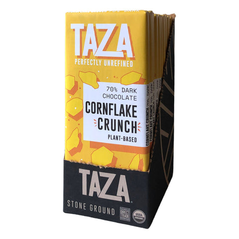 Taza Chocolate 70% dark Cornflake Crunch bar case of 10