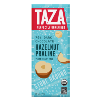 Taza Holiday Hazelnut Praline dark chocolate bar