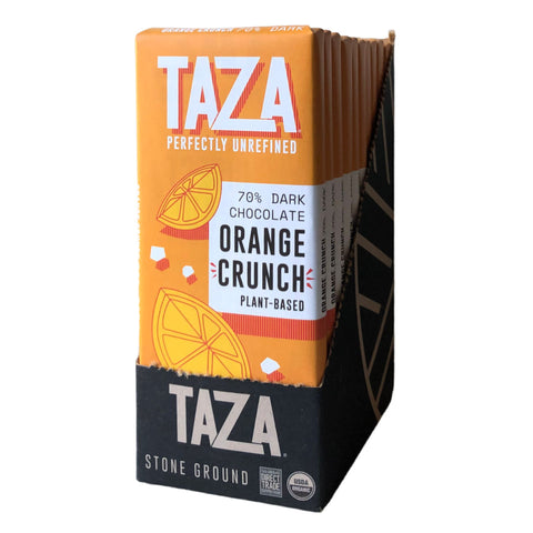 Taza Chocolate 70% dark Orange Crunch Bar case of 10