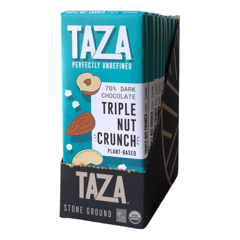 Taza Chocolate 70% dark Triple Nut Crunch Bar case of 10