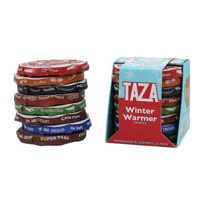 Taza Winter Warmer dark chocolate disc sampler gift