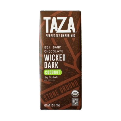 Taza 95% cacao Wicked Dark with Coconut chocolate bar